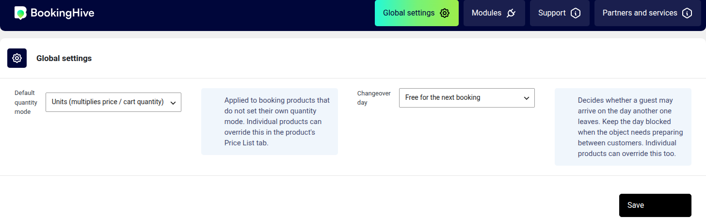 Zakładka Global settings